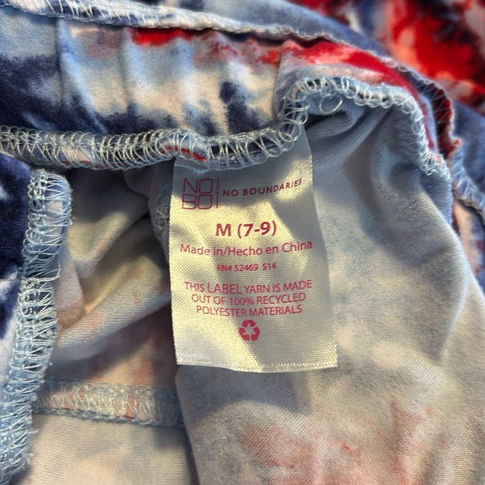 Nowhere in bounds firework, tie-dye overalls size medium 7/9 red, white and blue - Picture 2 of 6